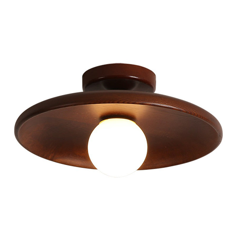 Wooden Semi-Flush Ceiling Light