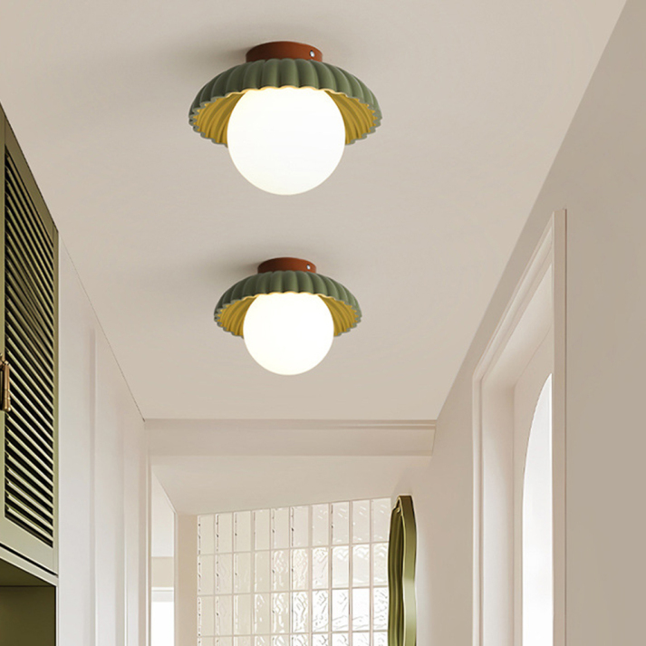 Iron and Glass Ceiling Light