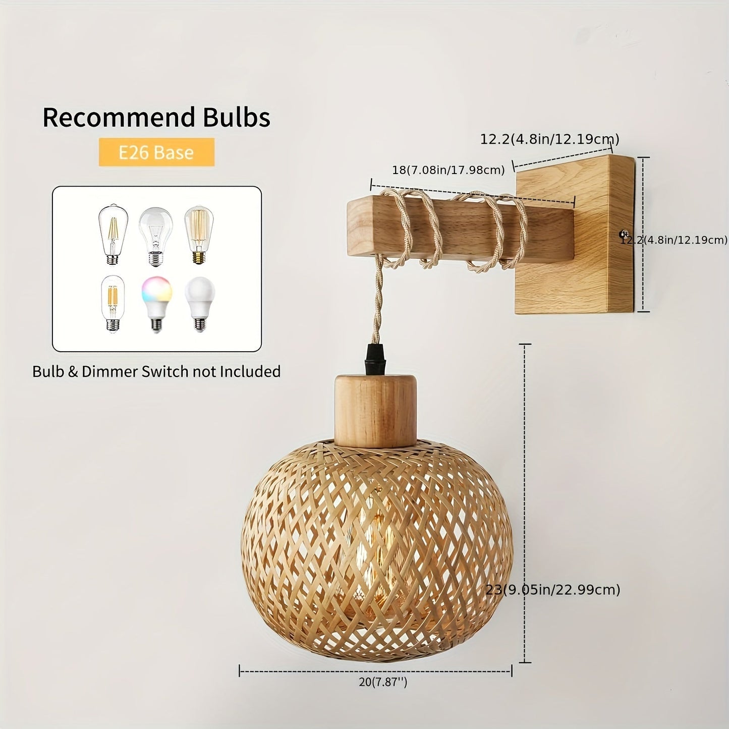Rustic Rattan Wall Sconce