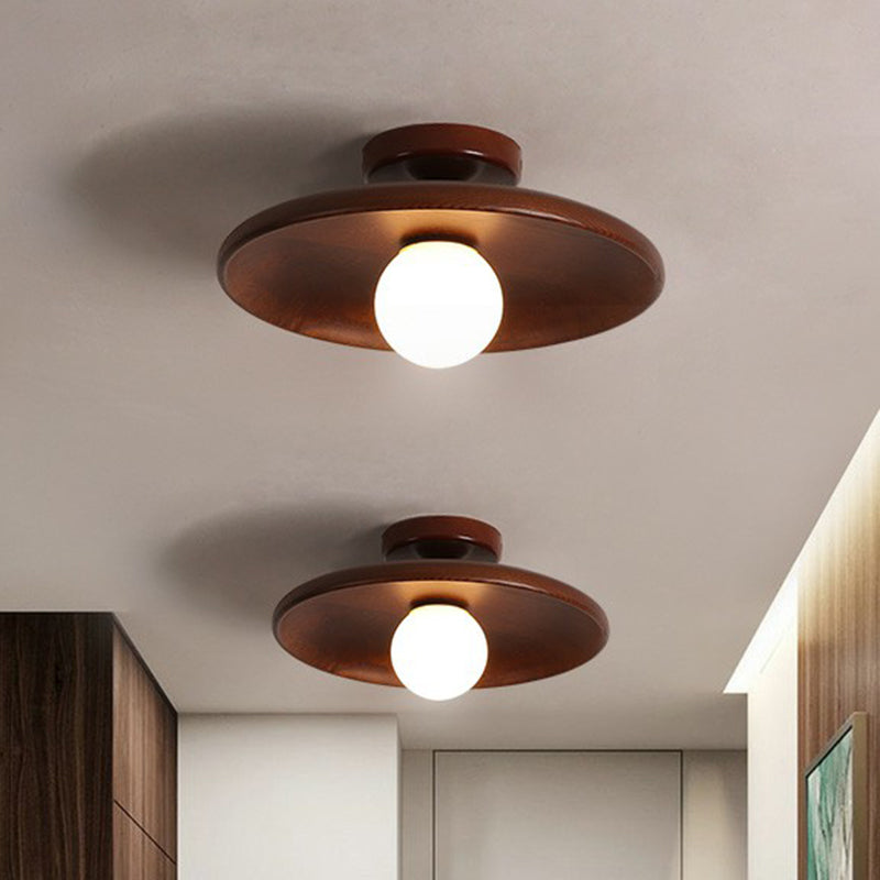 Wooden Semi-Flush Ceiling Light