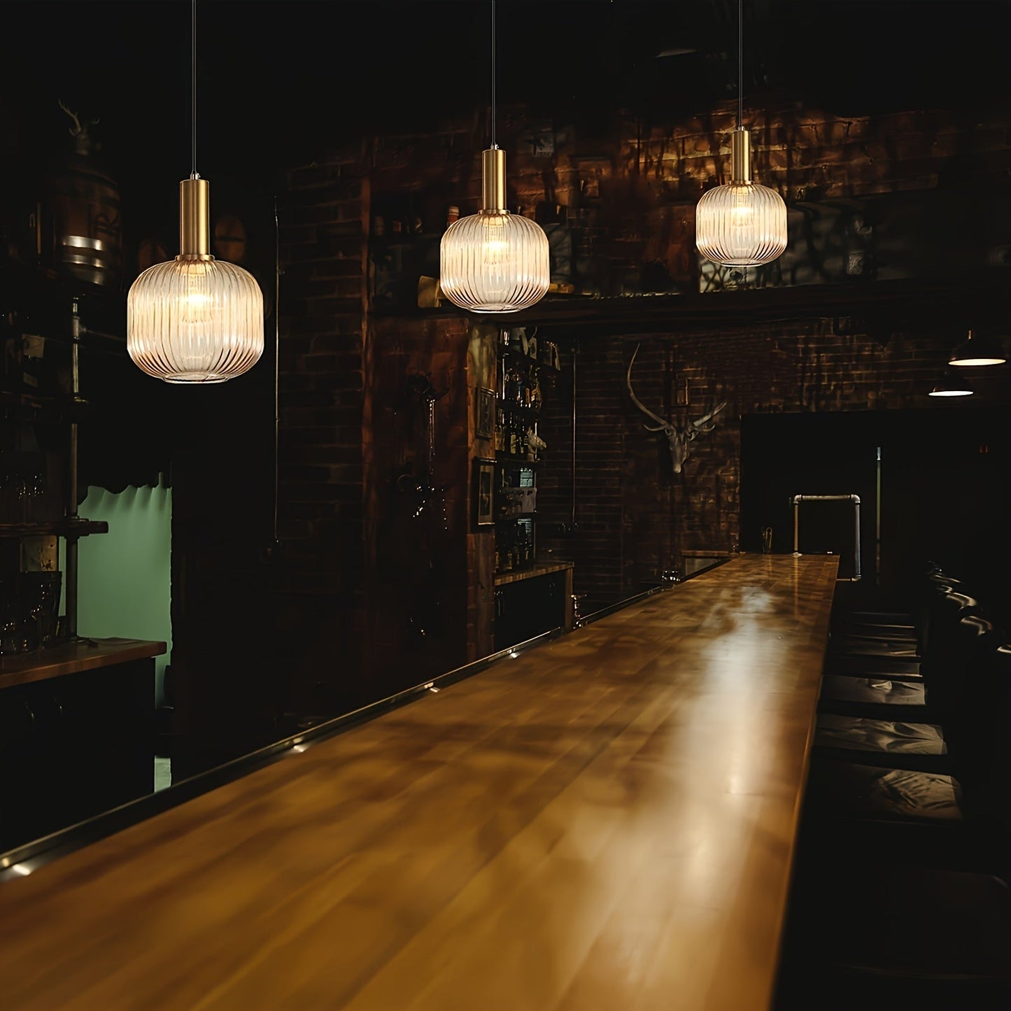 Ribbed Glass Pendant Light