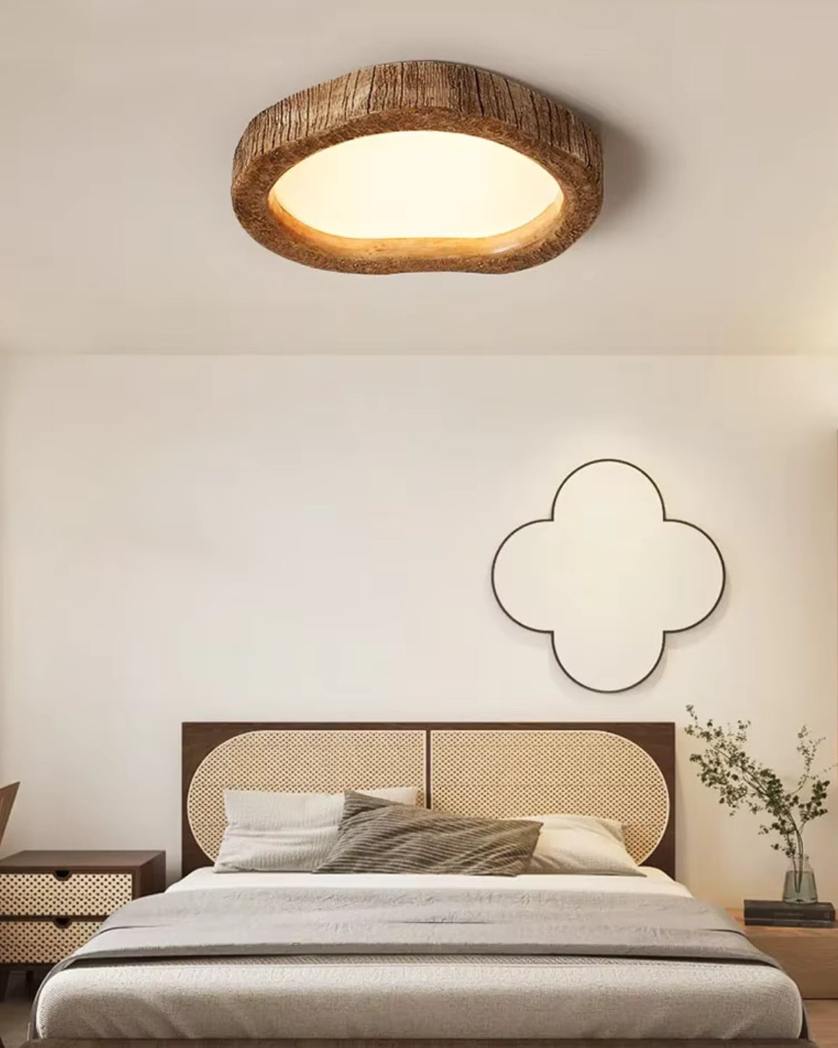 Le Halo Bois Ceiling Light | Rustic Wood-Inspired LED Lamp