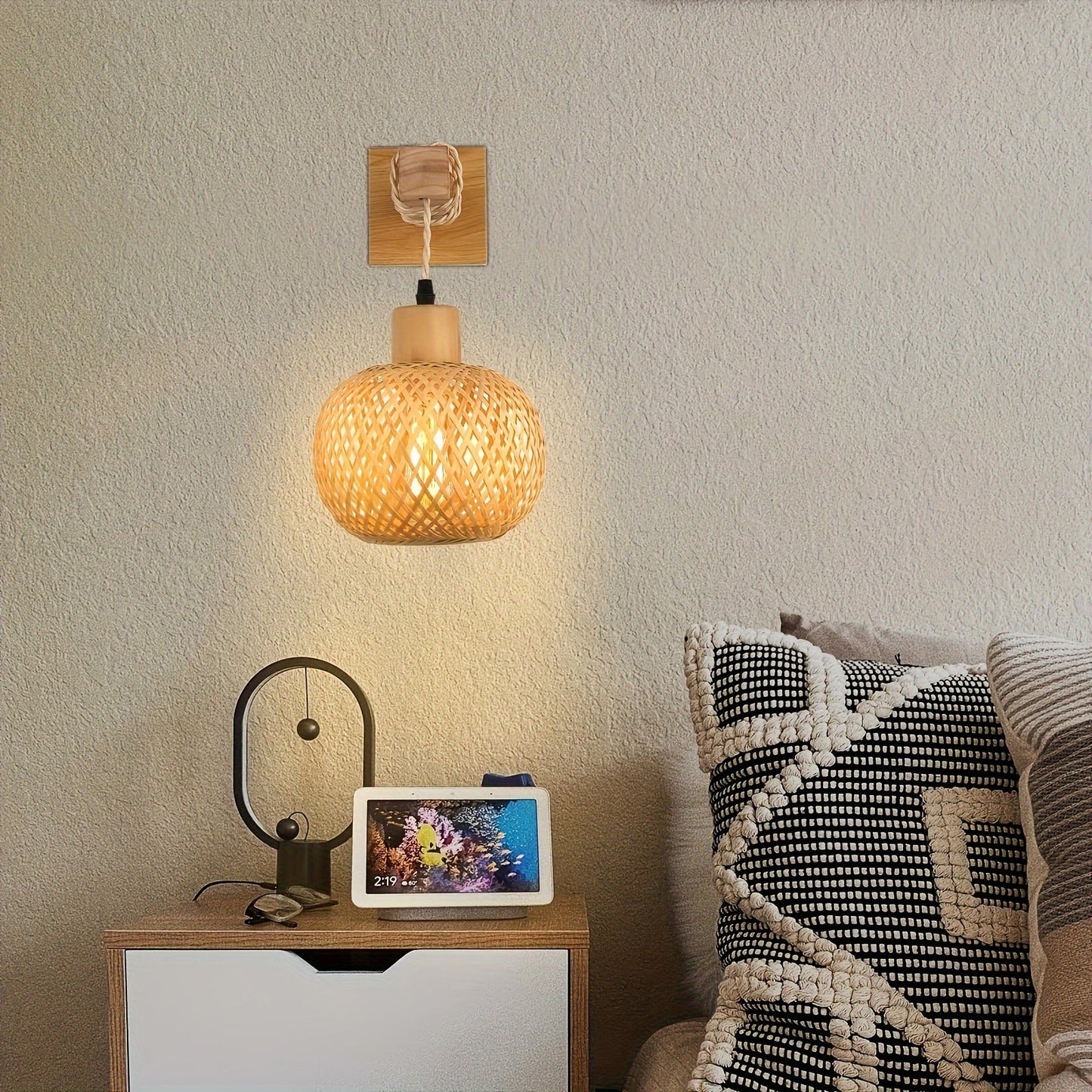 Rustic Rattan Wall Sconce