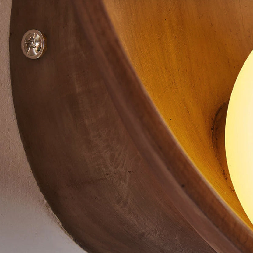 Modern Minimalist Round Wall Sconce | Resin & Iron Accent Light