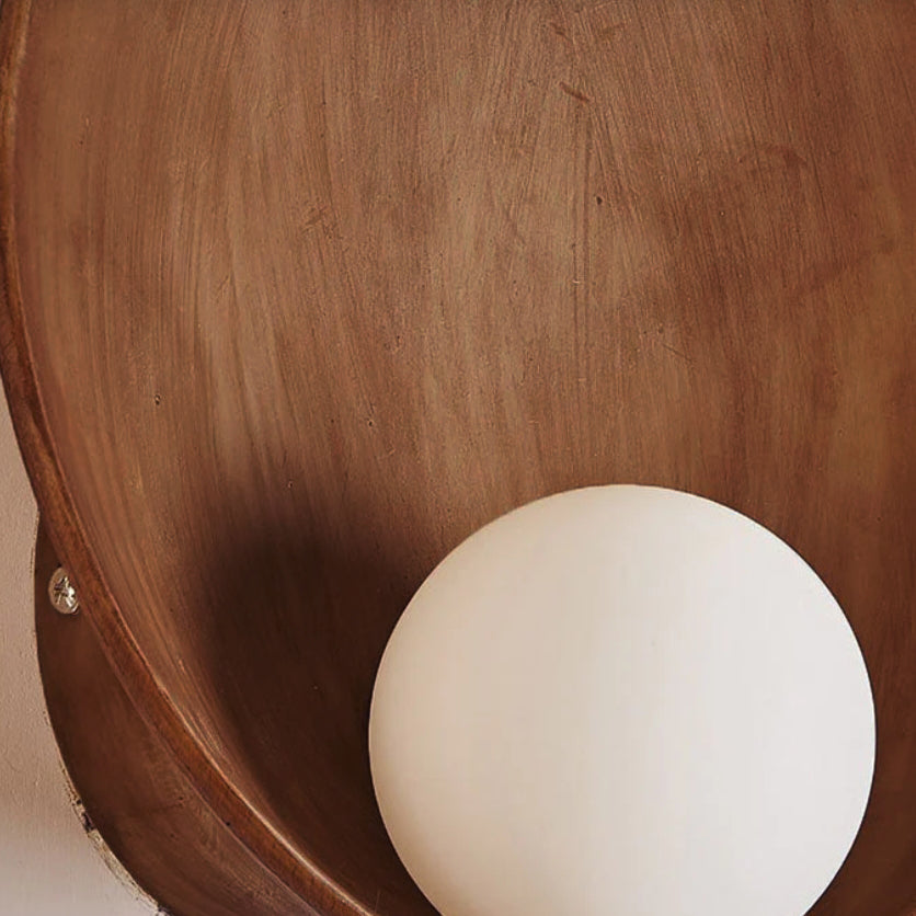 Modern Minimalist Round Wall Sconce | Resin & Iron Accent Light