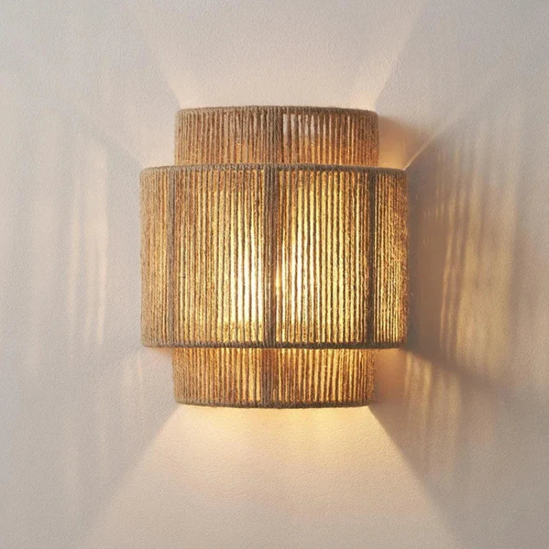 RattanGlow Woven Wall Lamp