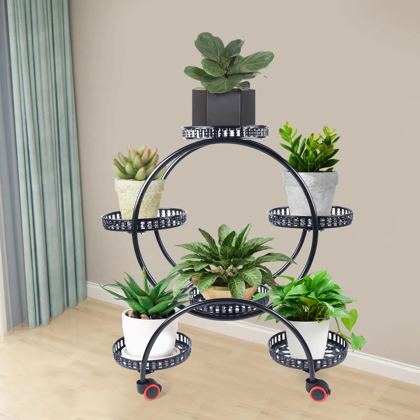 Rolling Metal Plant Stand