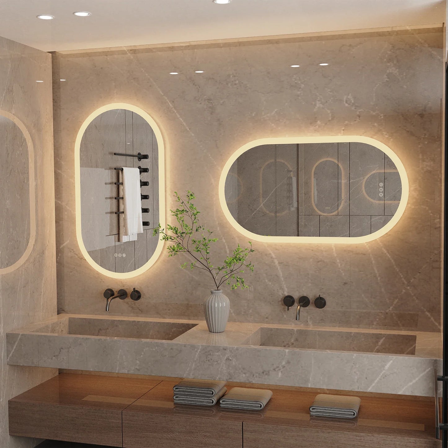 LumoOval | Oval LED Bathroom Mirror | Anti-Fog & Dimmable Backlit Design