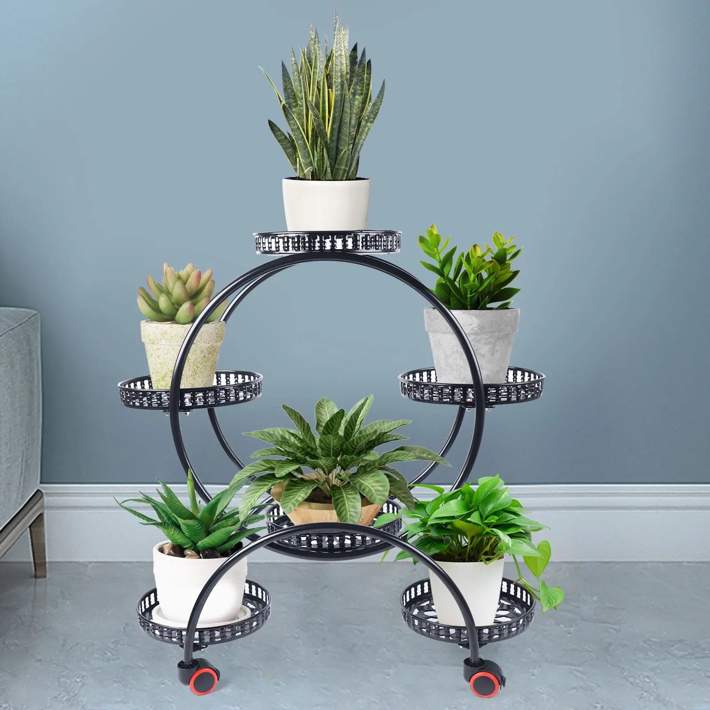 Rolling Metal Plant Stand