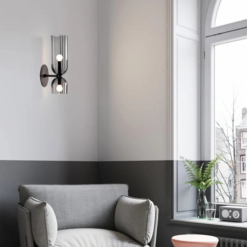Smoked Glass Tube Wall Lamp