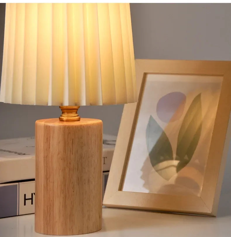 Pleated Wood Table Lamp