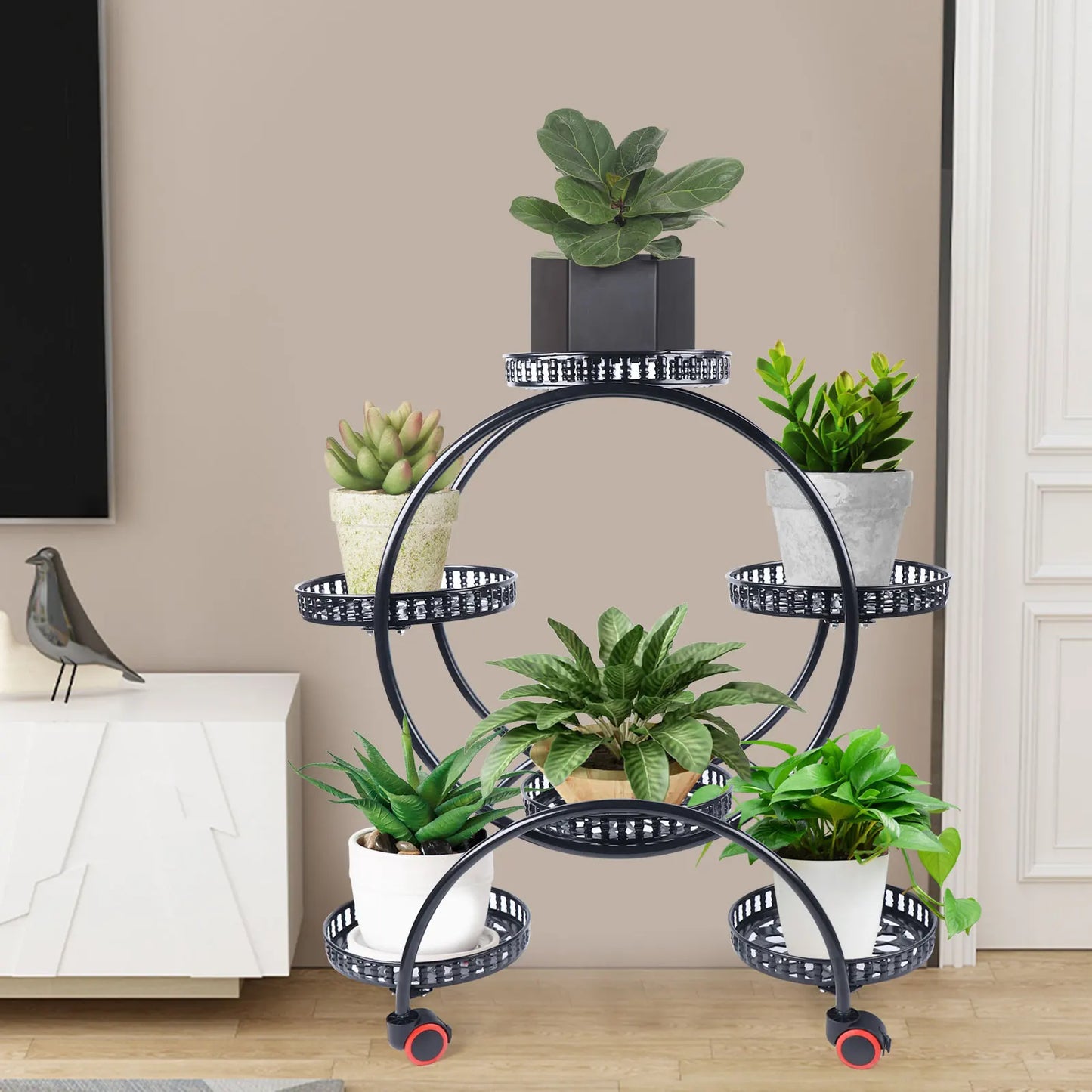 Rolling Metal Plant Stand