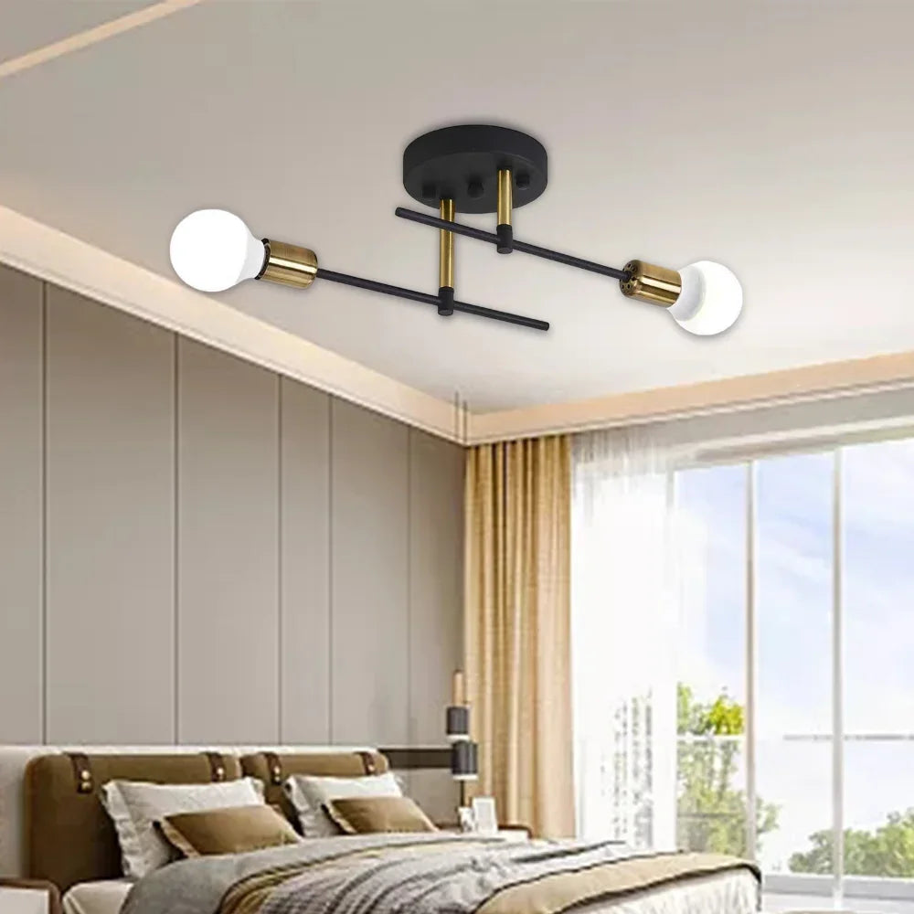 Black and Gold 2-Light Ceiling Lamp
