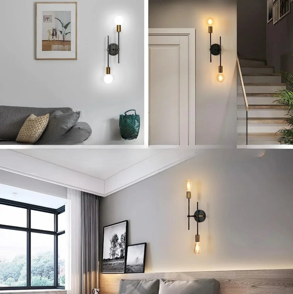 Black and Gold 2-Light Ceiling Lamp