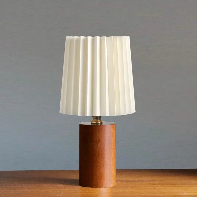 Pleated Wood Table Lamp