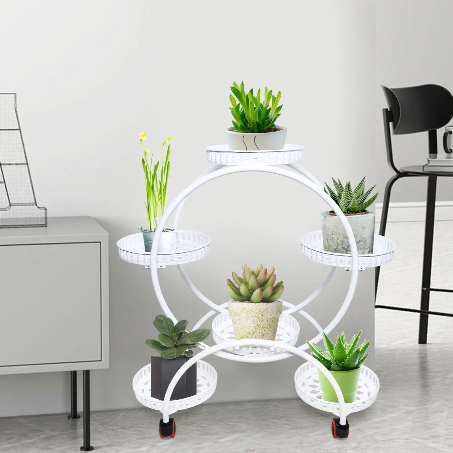 Rolling Metal Plant Stand