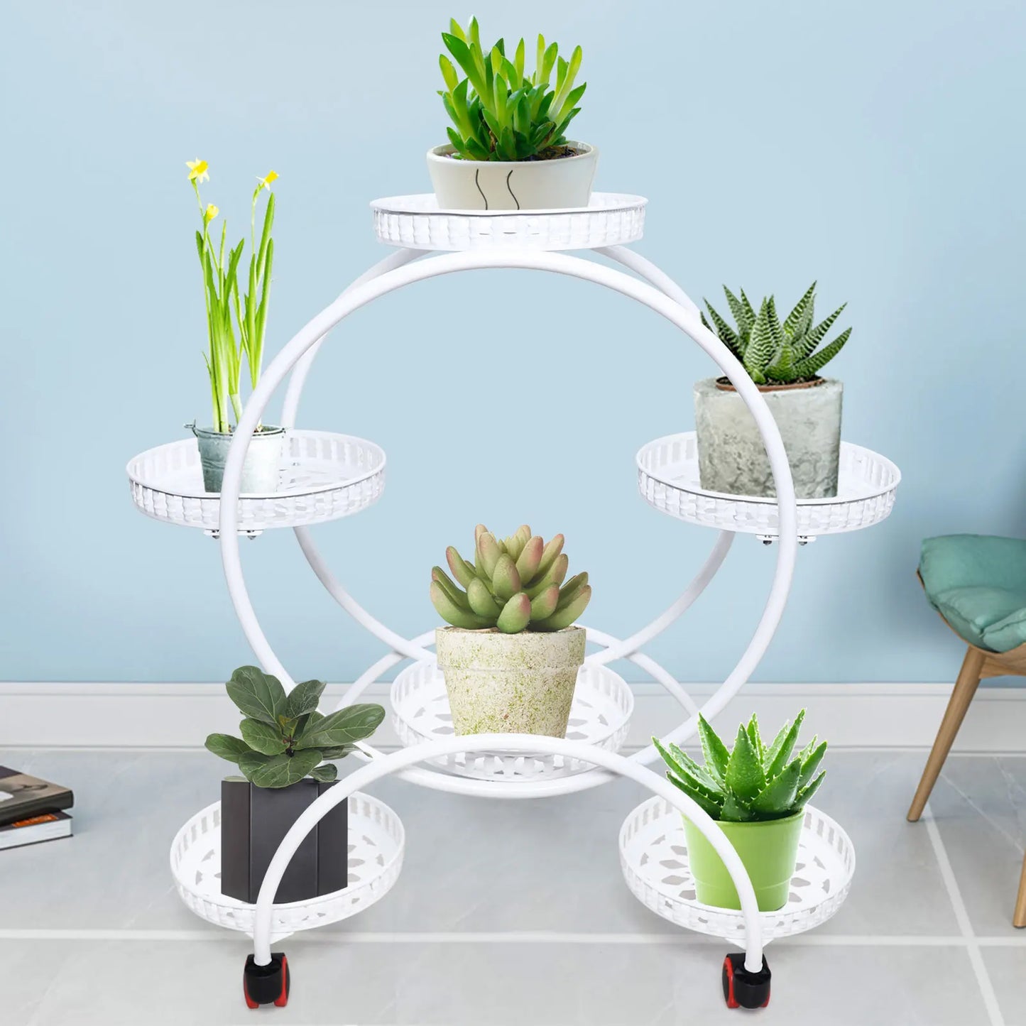 Rolling Metal Plant Stand