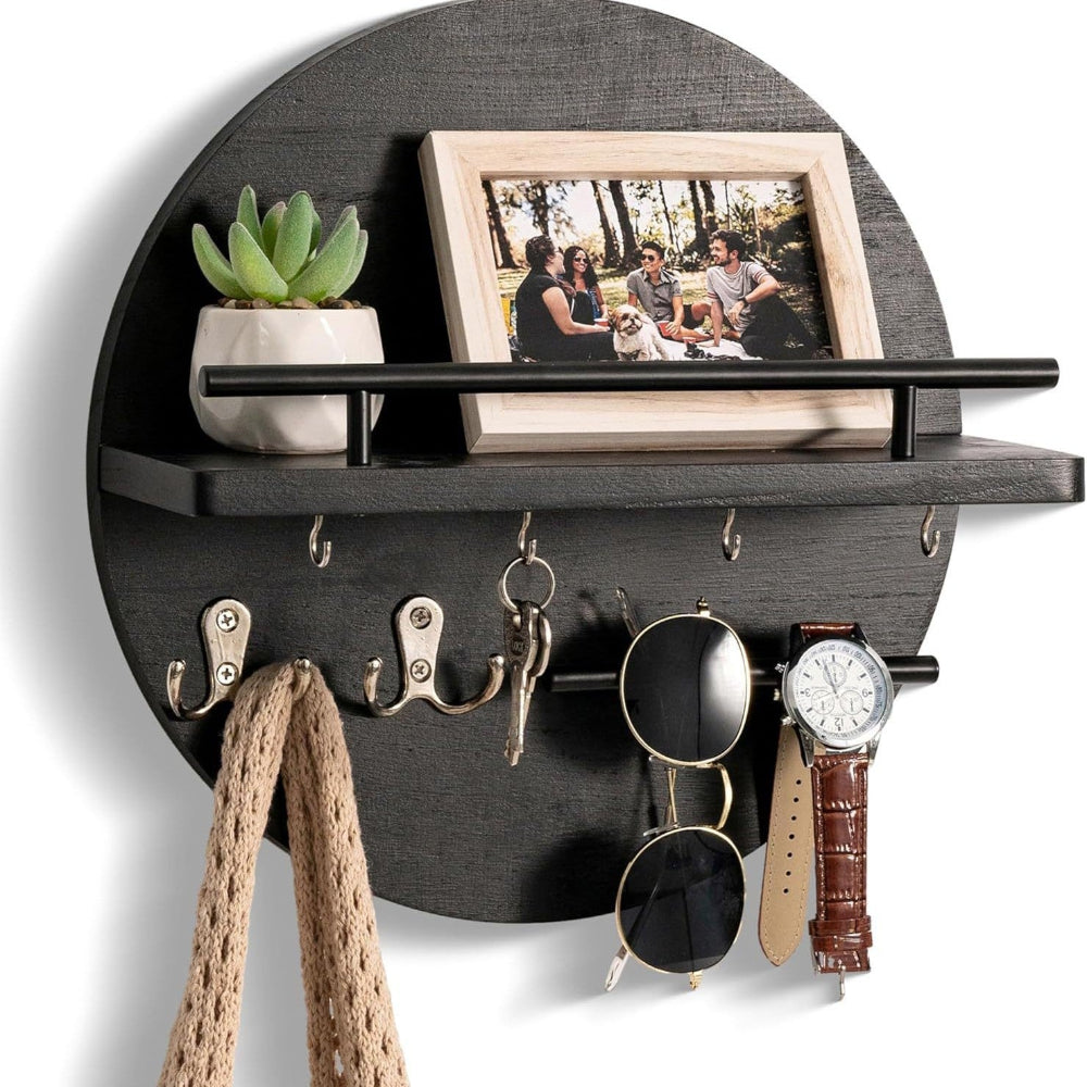 Round Wooden Key Holder