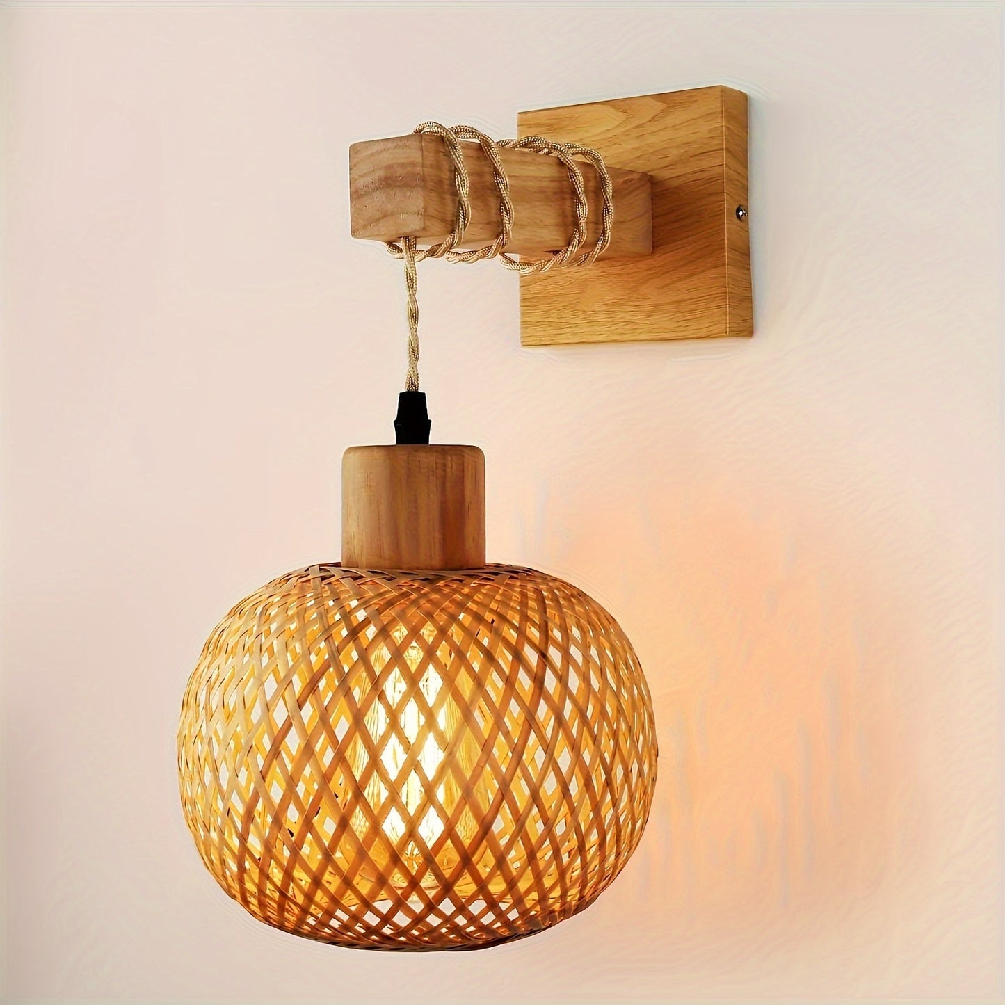Rustic Rattan Wall Sconce