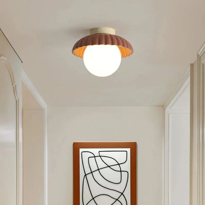 Iron and Glass Ceiling Light