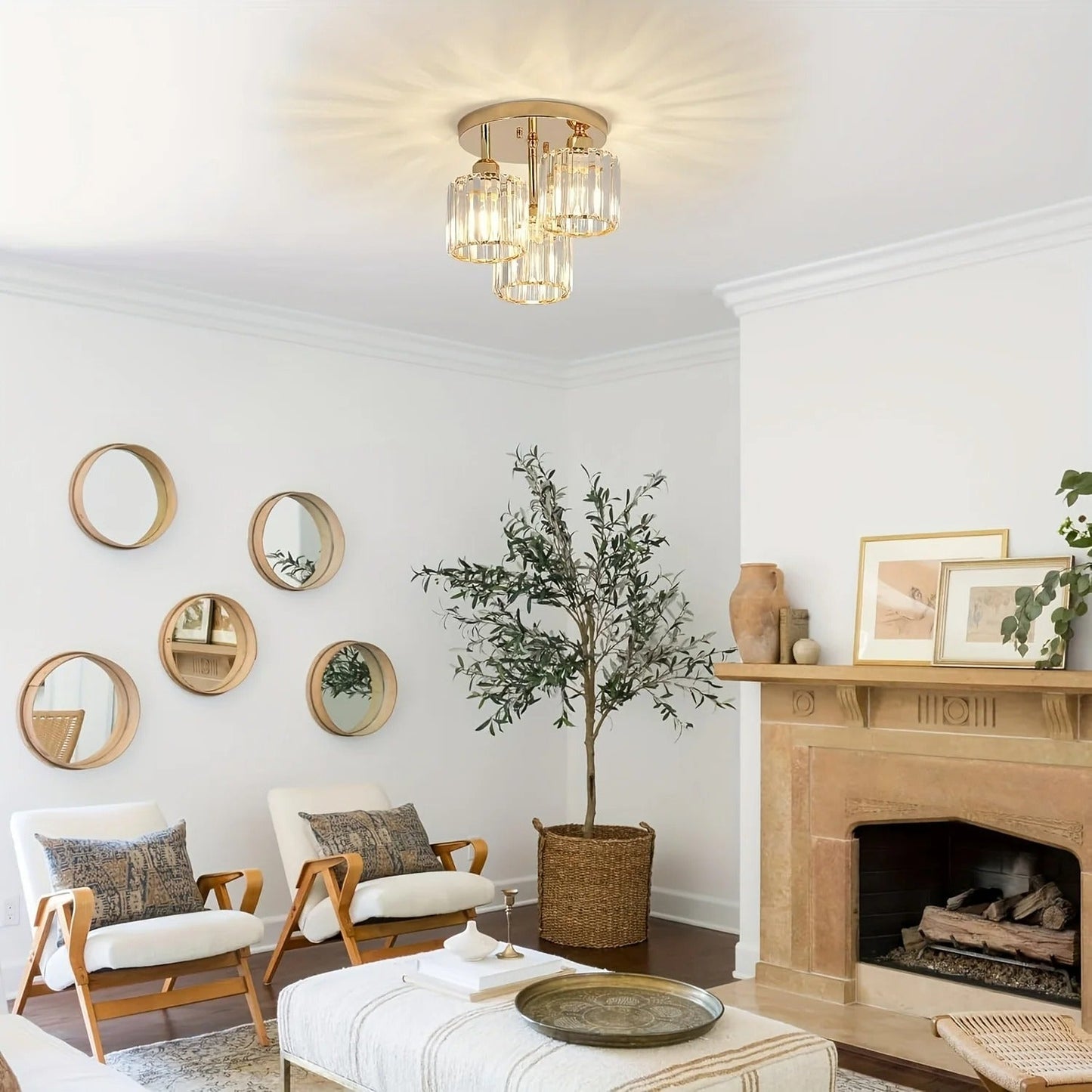 Gold Crystal Ceiling Light