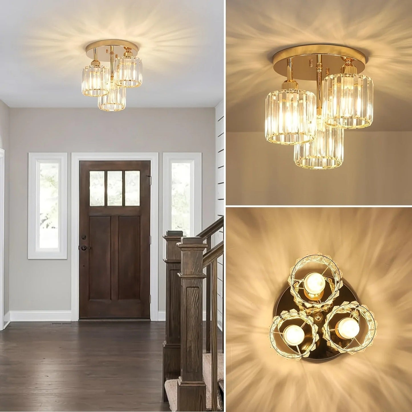 Gold Crystal Ceiling Light