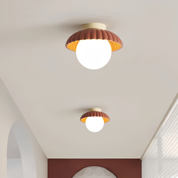Iron and Glass Ceiling Light